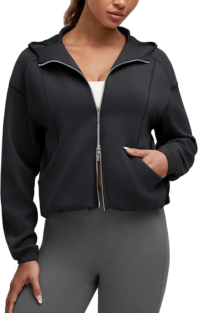 G4Free Smoofit Women's Two Way Full Zip Jackets Modal Soft Casual Hoodie with Pockets | Amazon (US)