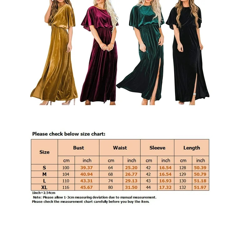 Sexy Dance Casual Work Dress For Women Short Sleeve Workwear Business Maxi Dress Elegant Velvet L... | Walmart (US)
