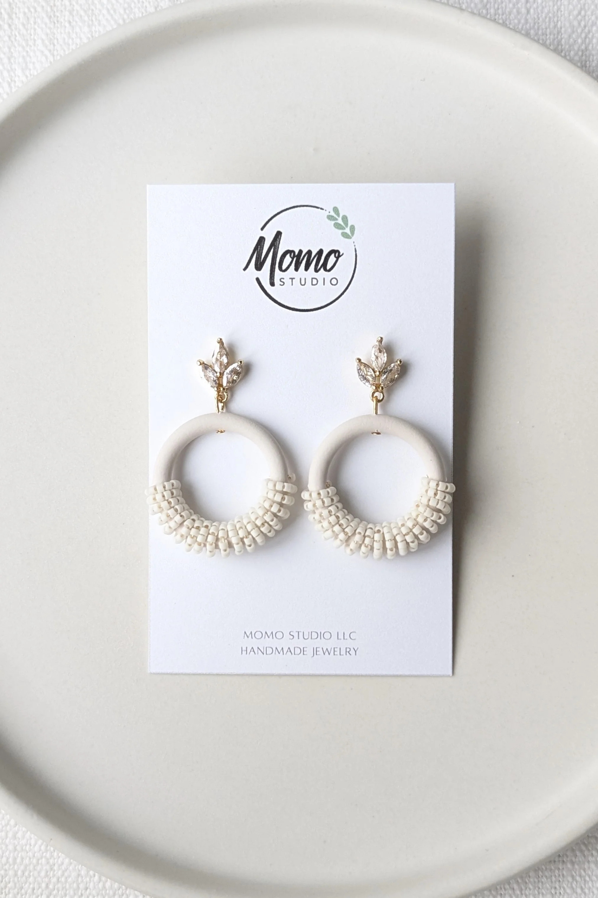 Beaded Hoops - Extruded Clay Collection - Neutral Floral Palette #1 EX | Momo Studio