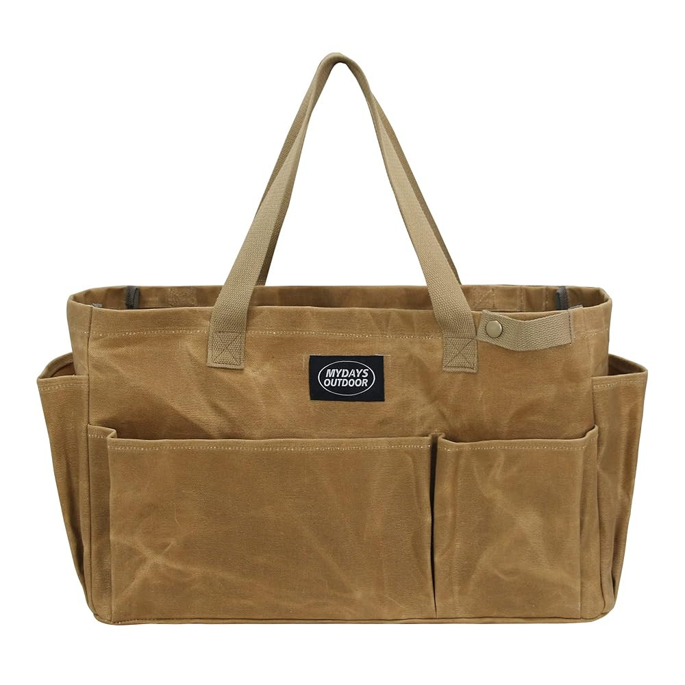 Portable Garden Camping Tool Storage Bag,Waxed Canvas Firewood Carrier Tote bag,Collapsible Sturd... | Amazon (US)