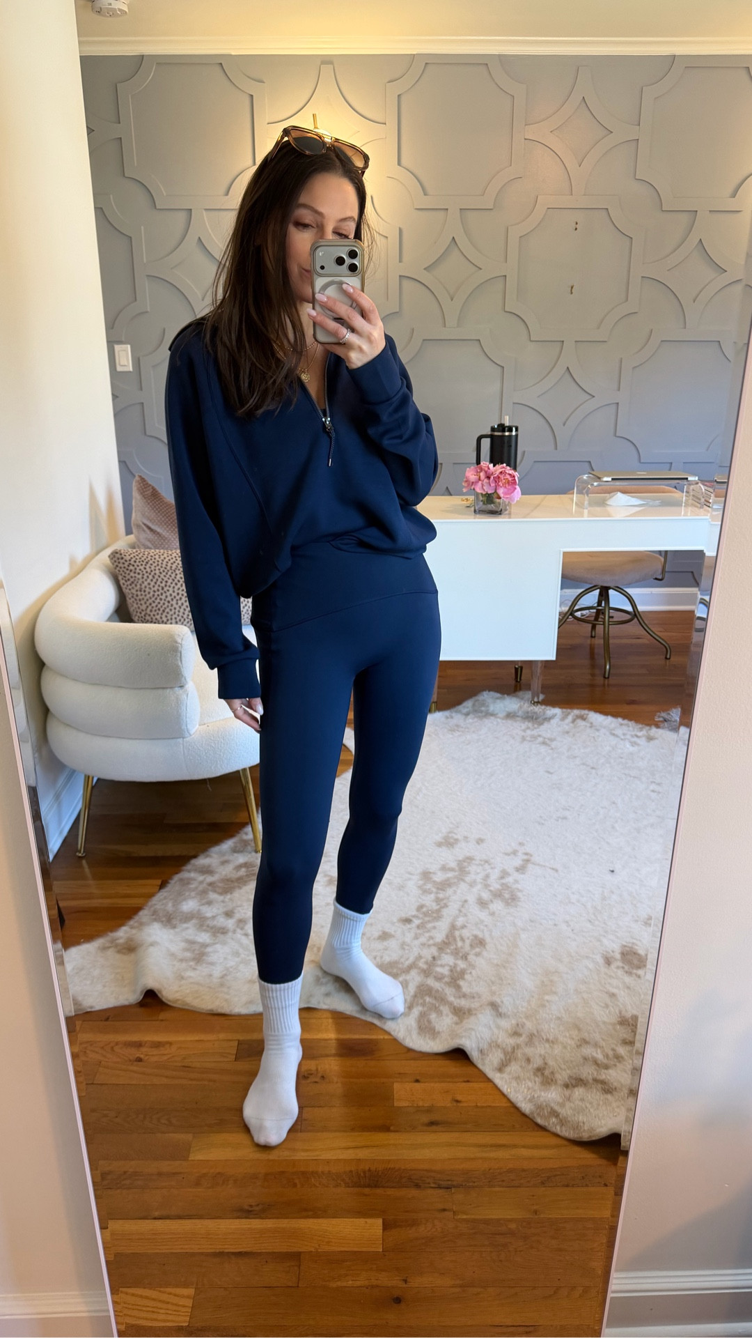 Workout outfit - these leggings have the best compression and do make the backside look nice, too!. They run true to size. 

#LTKfitnessgoals #LTKActive #LTKOver40