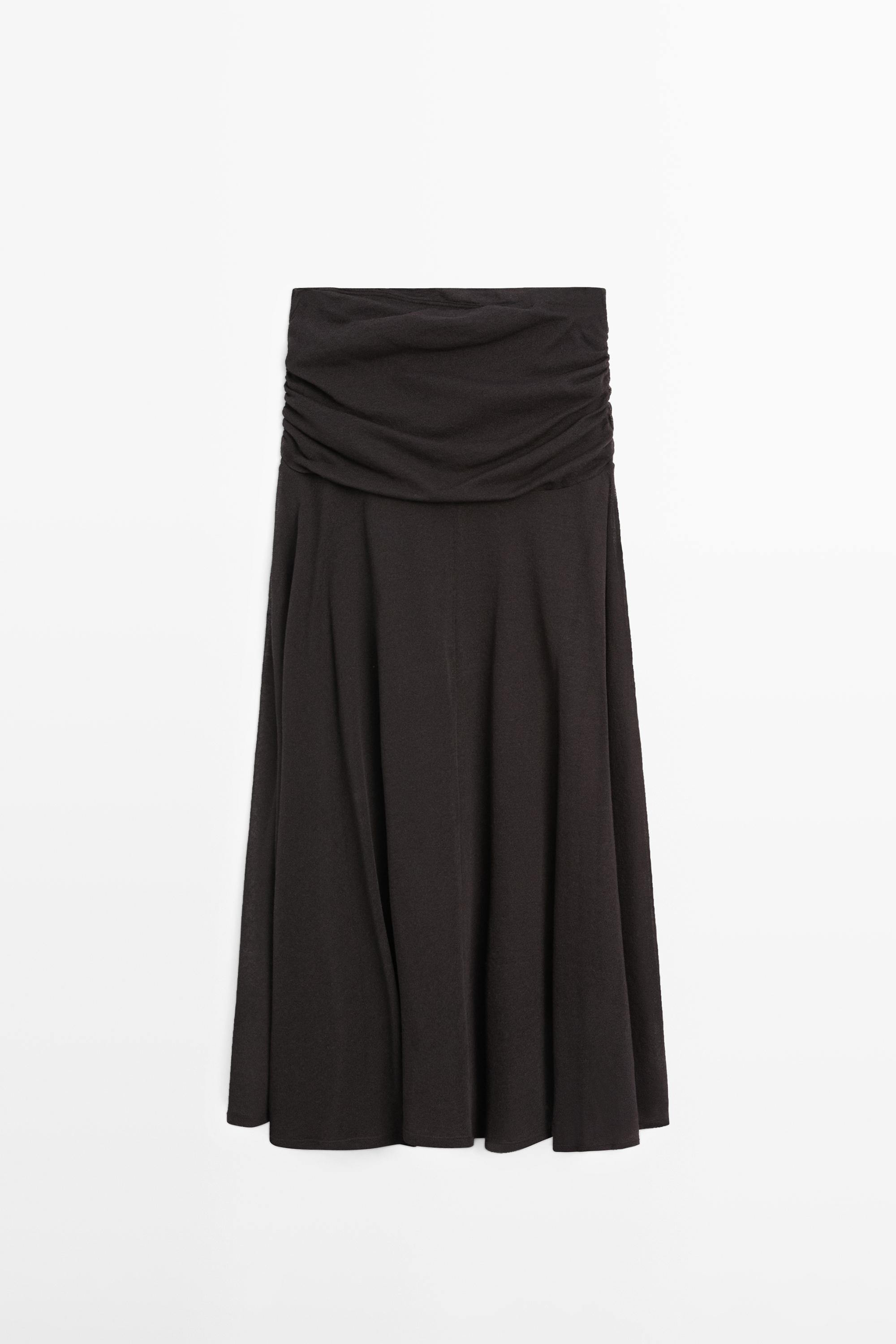 Gathered flared midi skirt | Massimo Dutti UK