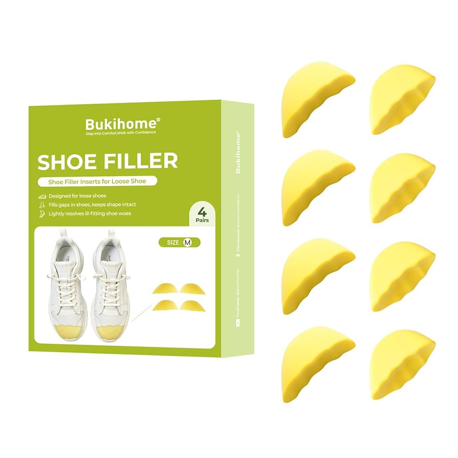 Bukihome Shoe Filler Insert - 4 Pairs Shoe Filler for Too Big Shoes, Heel Cushions for Women, Toe... | Amazon (US)