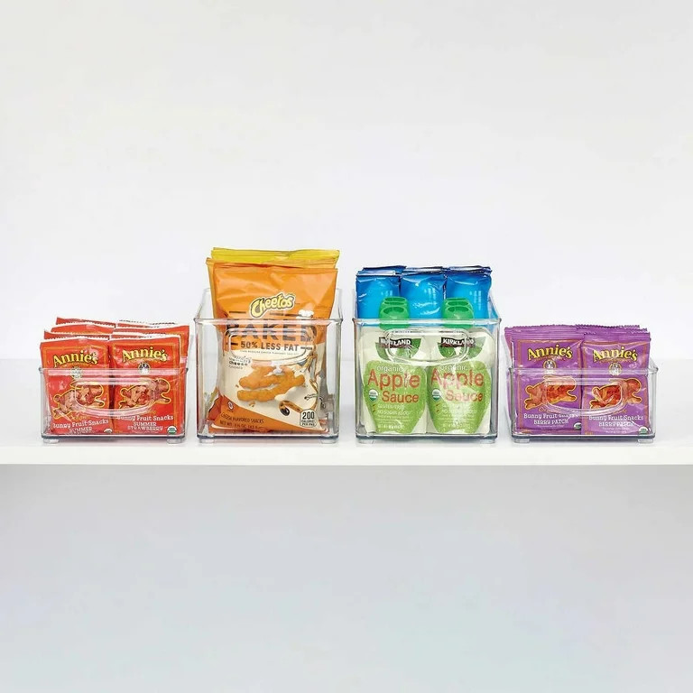 iDesign Linus Clear Plastic Fridge And Pantry Kitchen Organizers Set Of 4 | Walmart (US)