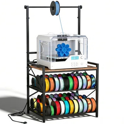 61.9" Universal 3D Printer Stand with 2AC+2USB Power Hub & 3-Tier Adjustable Storage - Industrial-Strength? X-Bracket Frame for Workshop and Office Or | Wayfair North America