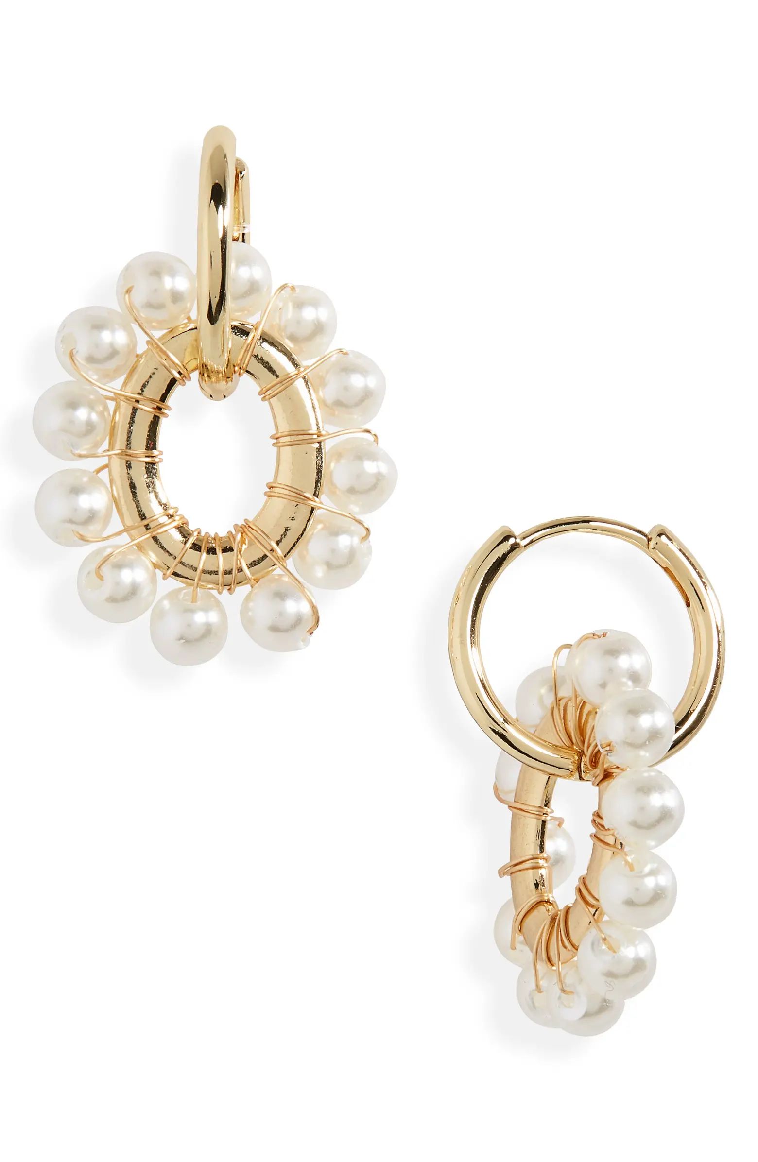BP. Imitation Pearl Circle Drop Hoop Earrings | Nordstrom | Nordstrom