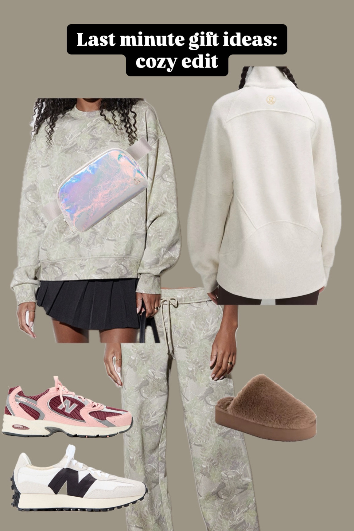 Last minute gift ideas! Trending lululemon camo oversized fleece crewneck hoodie new balance belt bag Sherpa Christmas gift holiday gift idea  

#LTKGiftGuide #LTKHoliday
