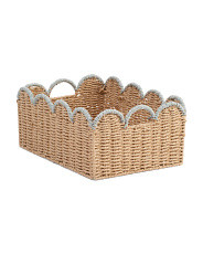 15x7x11.5 Medium Paper Cord Rectangular Basket With Scalloped Trim | Office & Storage | Marshalls | Marshalls