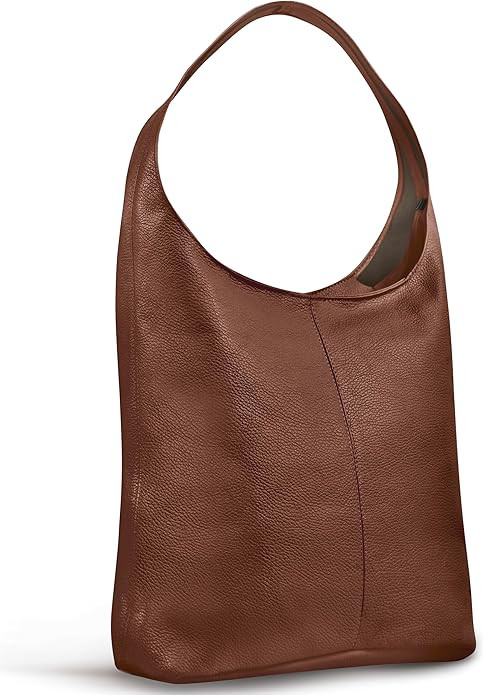 Italian Genuine Leather Hobo Bag for Women with Zipper | Slouchy Soft Unlined Real Cowhide Should... | Amazon (US)