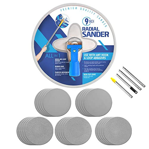 9 Inch Radial Sander for Drywall & Home Improvement Renovations, Ideal for All Home Projects - Includes 25pcs Wall Sanding Discs & Extension Pole, Use for Multiple Projects | Amazon (US)