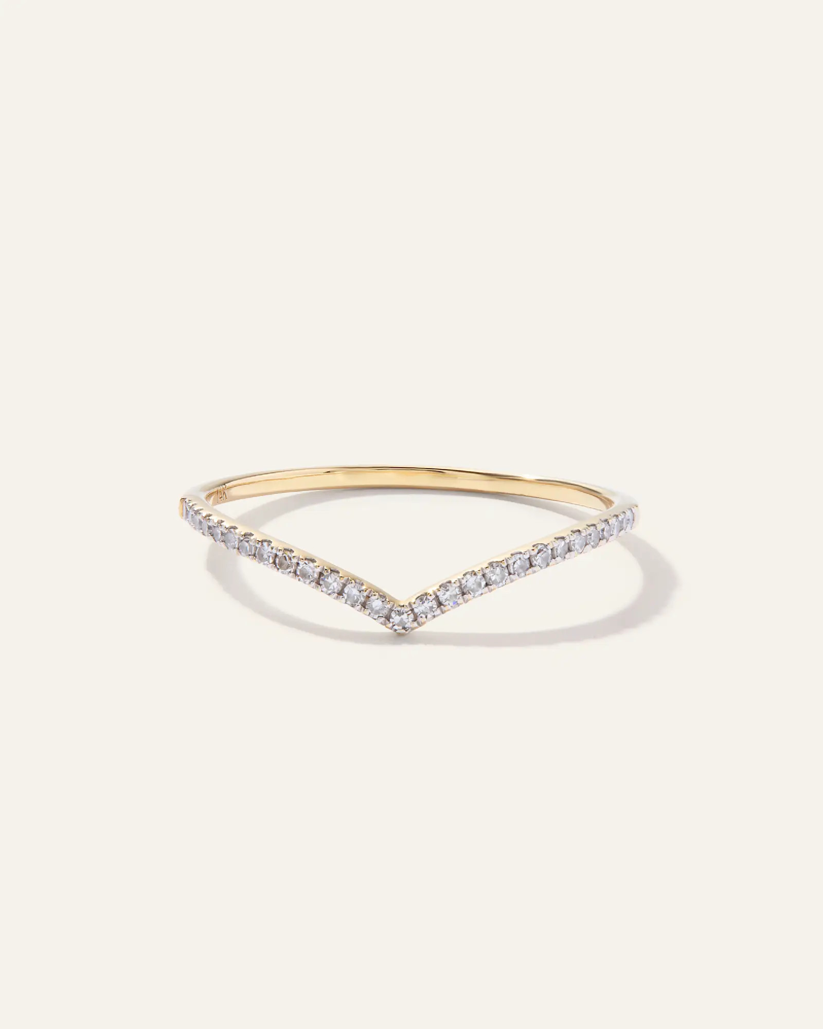 14K Gold Pave Diamond Wishbone Ring in Yellow Gold | Quince