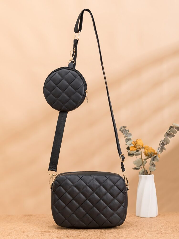Mini Quilted Detail Square Bag With Coin Purse | SHEIN