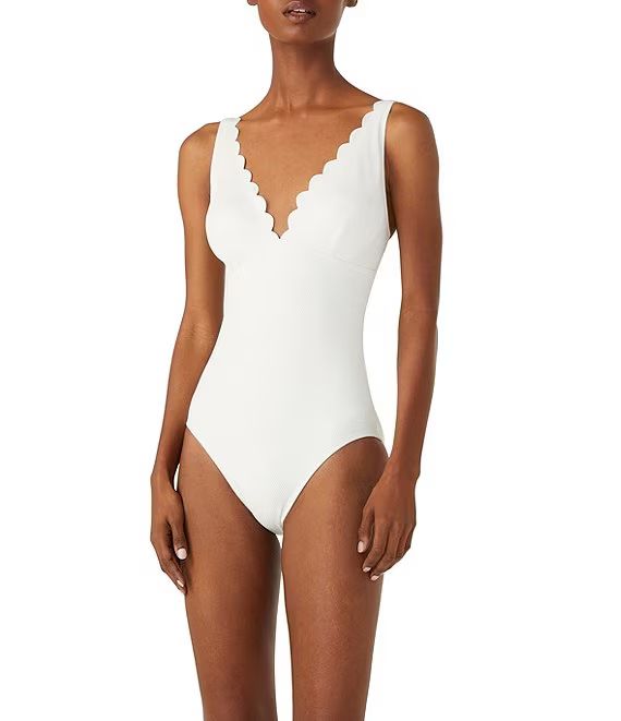 Scallop V-Neck One Piece Swimsuit | Dillard's