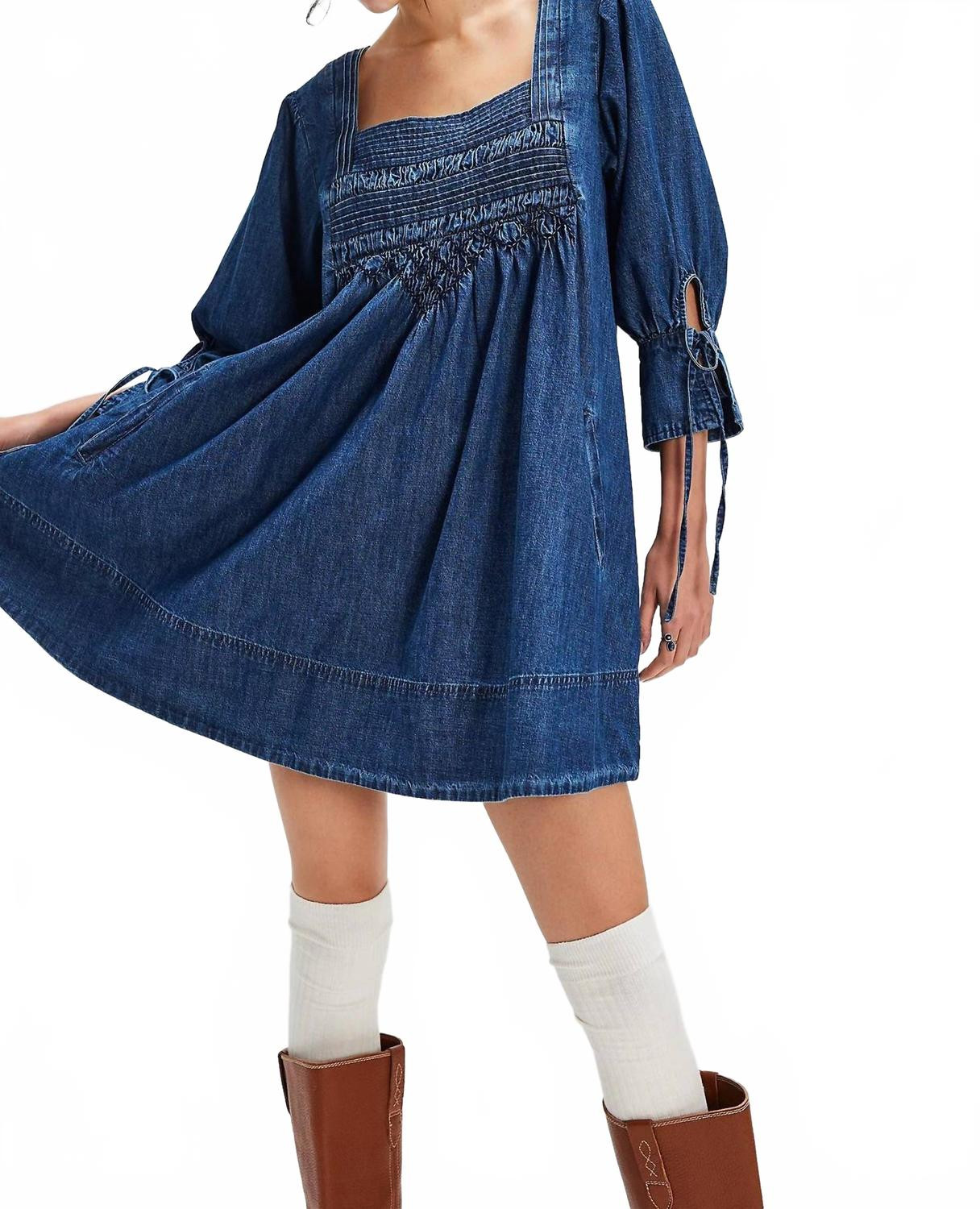 Sonora Denim Mini Dress In Midnight Rinse | Shop Simon