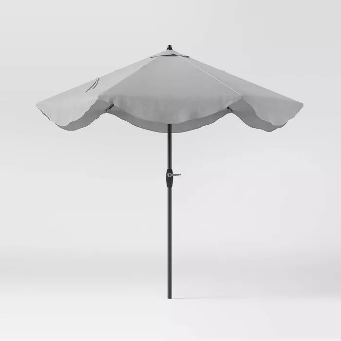 9' Round Scalloped Patio Umbrella DuraSeason Fabric™ Gray - Threshold™ | Target