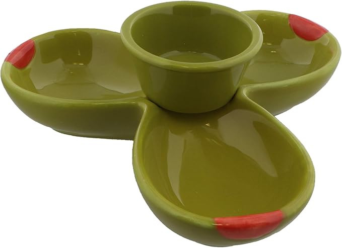 Olive Shaped Four Section Ceramic Condiment Divided Serving Tray | Amazon (US)