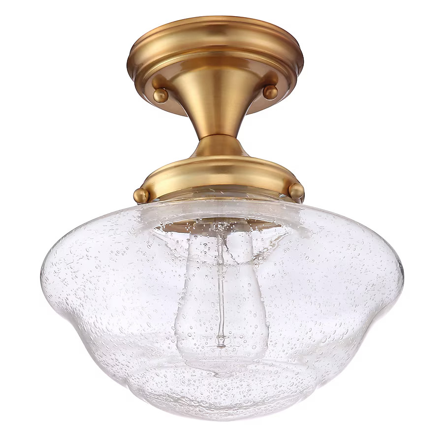 Design House Schoolhouse 1-Light 9-in Satin Gold Semi Flush Mount Light | Lowe's
