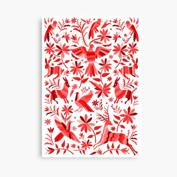 Mexican Otomí Design in Red Canvas Print | Redbubble (US)