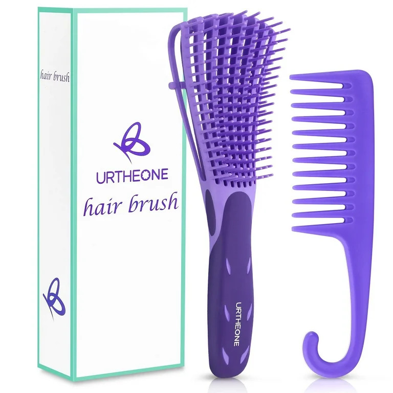 Detangle Hair Brush Comb Set for Adults Kids Kinky Curly Wavy Wet Dry Hair Afro American Type 3a-... | Walmart (US)