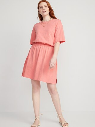 Waist-Defined Slub-Knit Mini Dress for Women | Old Navy (US)
