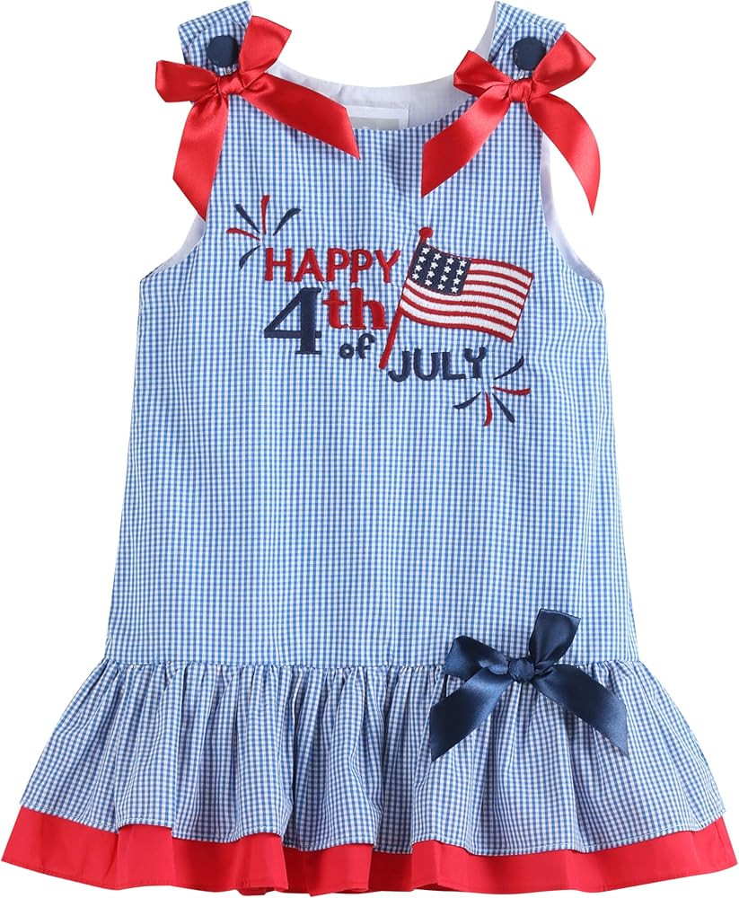 Baby and Girls USA Happy 4th of July Smocked Bishop Dress | Amazon (US)