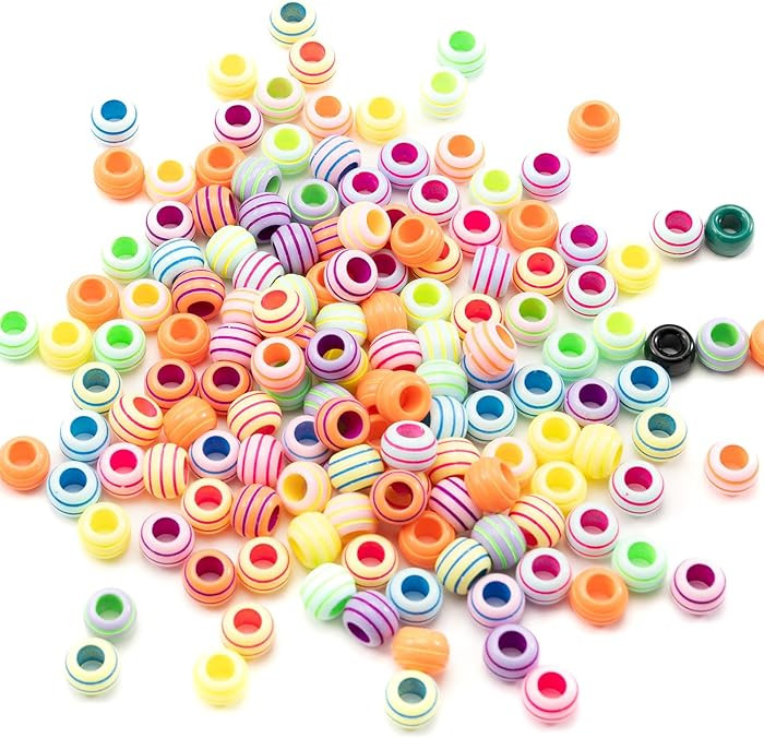 Gxueshan 1000 Pcs Acrylic Rainbow Round Pony Beads - Large Hole Hair & Kandi Beads for Friendship... | Amazon (US)
