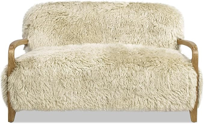 Jennifer Taylor Home Enchante 52.5" Mongolian Sheepskin Accent Loveseat Taupe Beige Genuine Fur | Amazon (US)