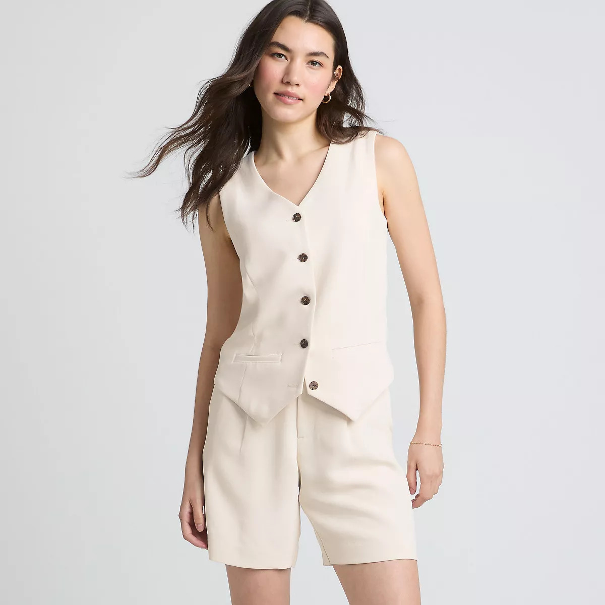 Women's Crepe Button Front Vest | Target