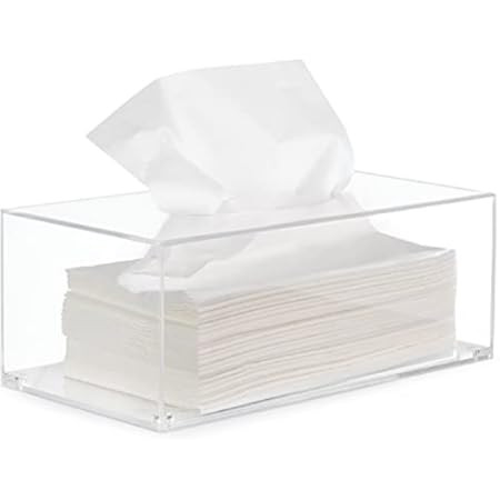 FEMELI Acrylic Tissue Box,Clear Facial Tissue Holder Case Dispenser Napkin Organizer for Bathroom Ki | Amazon (US)