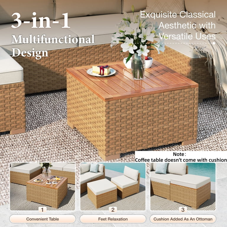 MF Studio 6-Piece Wicker Patio Furniture Set with Cover, Stackable Outdoor Sectional Conversation... | Walmart (US)