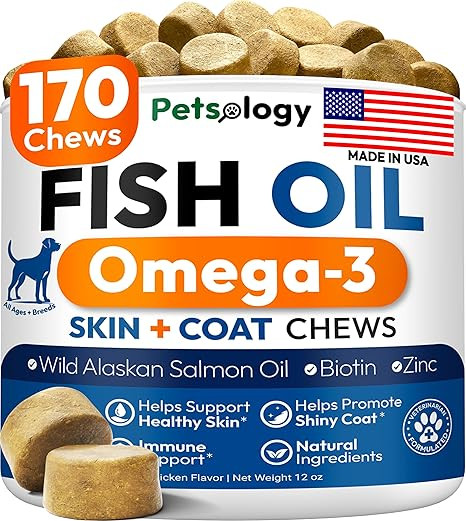 Omega 3 Fish Oil for Dogs - 170 Chews - Omega 3 for Dogs Itchy Skin & Allergy Relief - Skin & Coa... | Amazon (US)