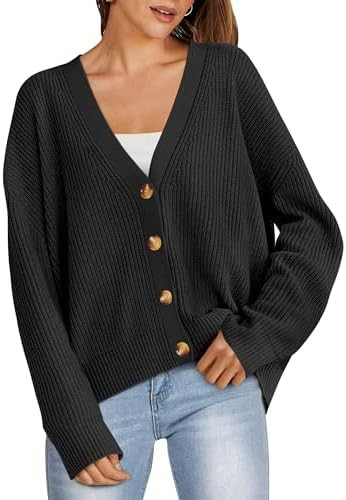 ANRABESS Women Cardigan Sweaters 2024 Fall Oversized Button Open Front Knit Lightweight Cardigans... | Amazon (US)