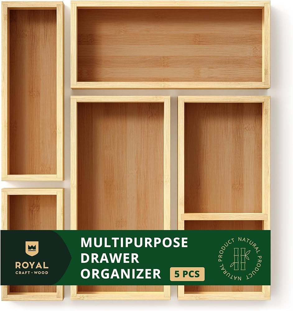 ROYAL CRAFT WOOD Luxury Bamboo Tea Storage Chest - Multi-Use Drawer Organizer Set for Tea Bags, K... | Amazon (US)
