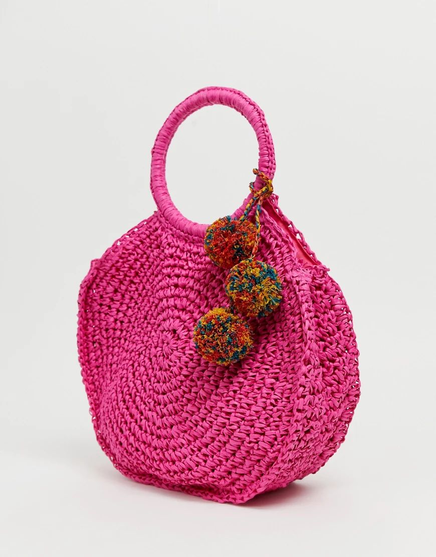 ALDO Yireng bright pink circle tote bag with tassel detail | ASOS (Global)