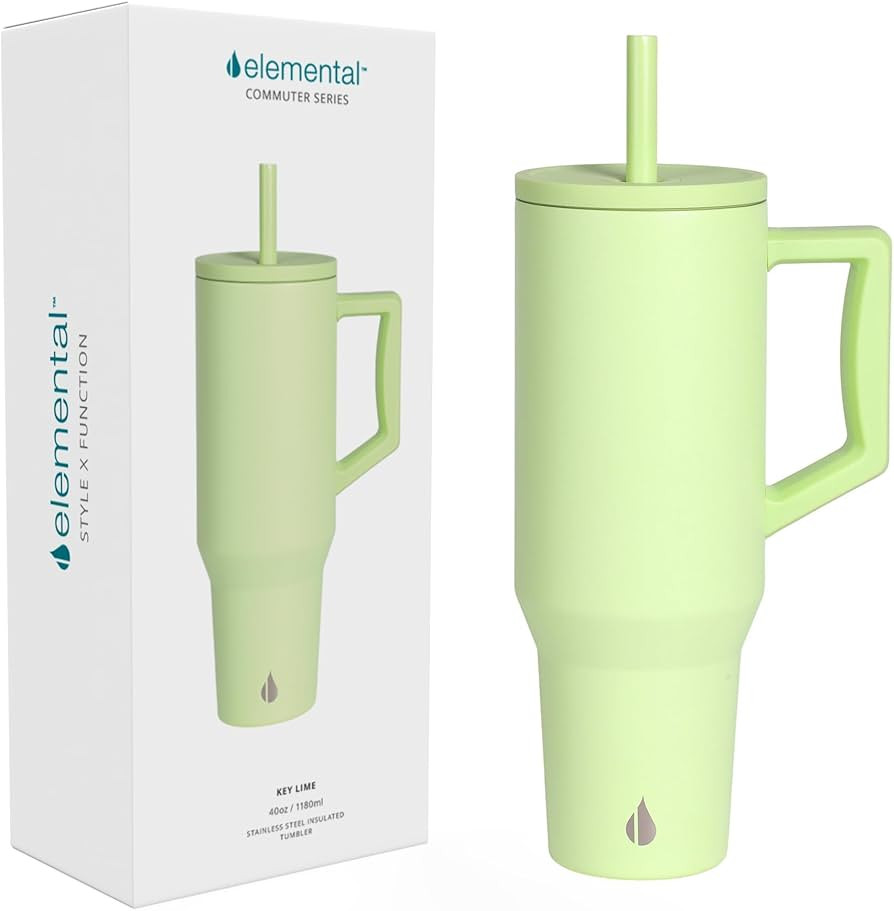 Elemental Commuter 40 oz Tumbler with Handle and Straw Lid | Travel Coffee Mug Spill Resistant | ... | Amazon (US)
