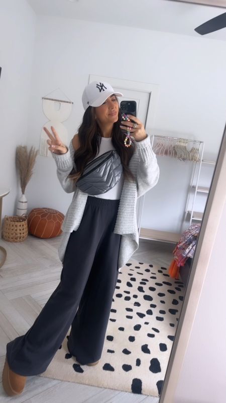 36 year old mom that doesn’t feel my age! Loving these wide leg baggy sweatpants and cardigan for a cozy look outfit to to run kids around in. Paired with Ugg boots  

#LTKstyletip #LTKfindsunder50