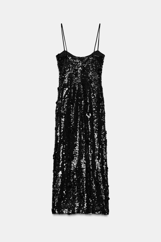 FLORAL SEQUIN MIDI DRESS | Zara UK