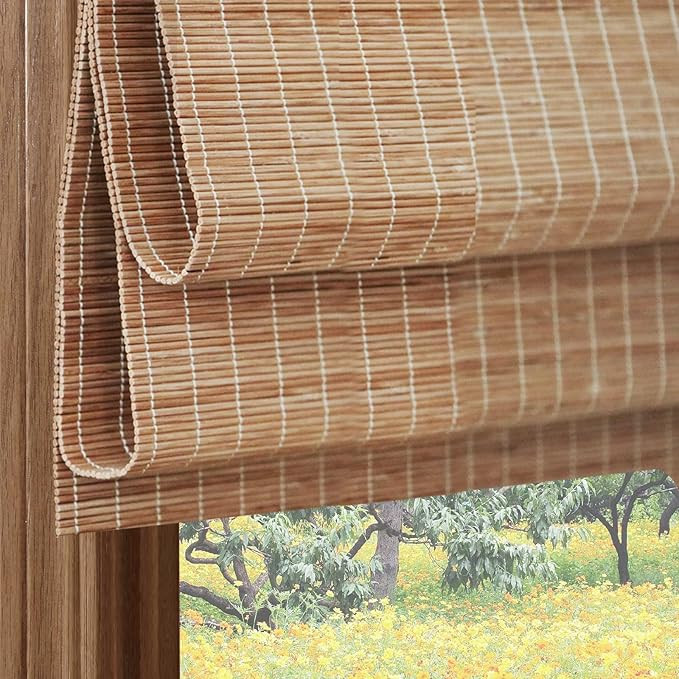 PASSENGER PIGEON Cordless Bamboo Roman Shades, Indoor Used Blackout Natural Bamboo Roman Blinds w... | Amazon (US)