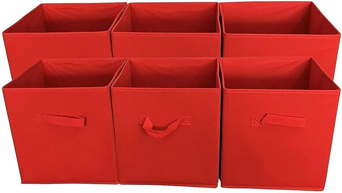 SodyneeÂ Foldable Cloth Storage Cube Basket Bins Organizer Containers Drawers, 6 Pack, Red | Amazon (US)