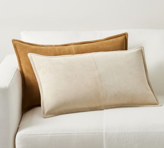 Pieced Suede Lumbar Pillow | Pottery Barn (US)