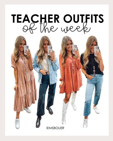 Teacher outfits of the week! We didn’t have school Monday so only 4 outfits! 

| January outfits | women’s fashion | work outfits | teacher fashion | amazon fashion | boots | jeans | dress | denim 

#LTKfindsunder50 #LTKfindsunder100 #LTKworkwear