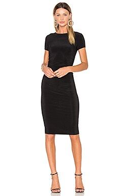 Norma Kamali Short Sleeve Shirred Dress in Black from Revolve.com | Revolve Clothing (Global)