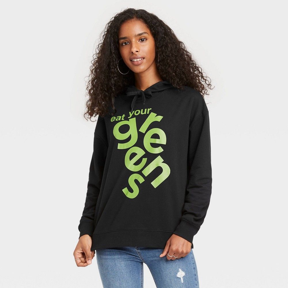 Black History Month Women's 'Eat Your Greens' Hooded Sweatshirt - Black S | Target
