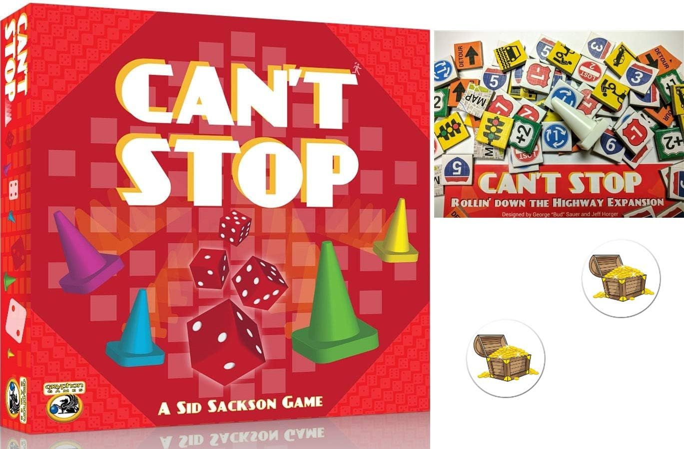 Can't Stop Board Game Bundle of Base Game and The Expansion Plus Two Treasure Chest Buttons | Amazon (US)