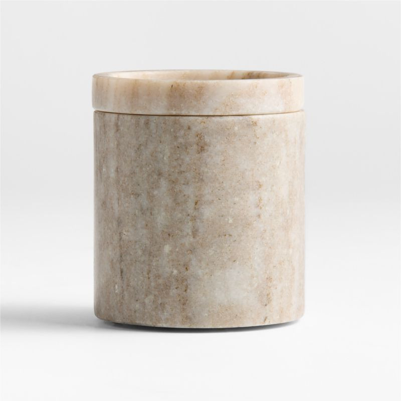 Tuscan Beige Marble Bathroom Canister + Reviews | Crate & Barrel | Crate & Barrel