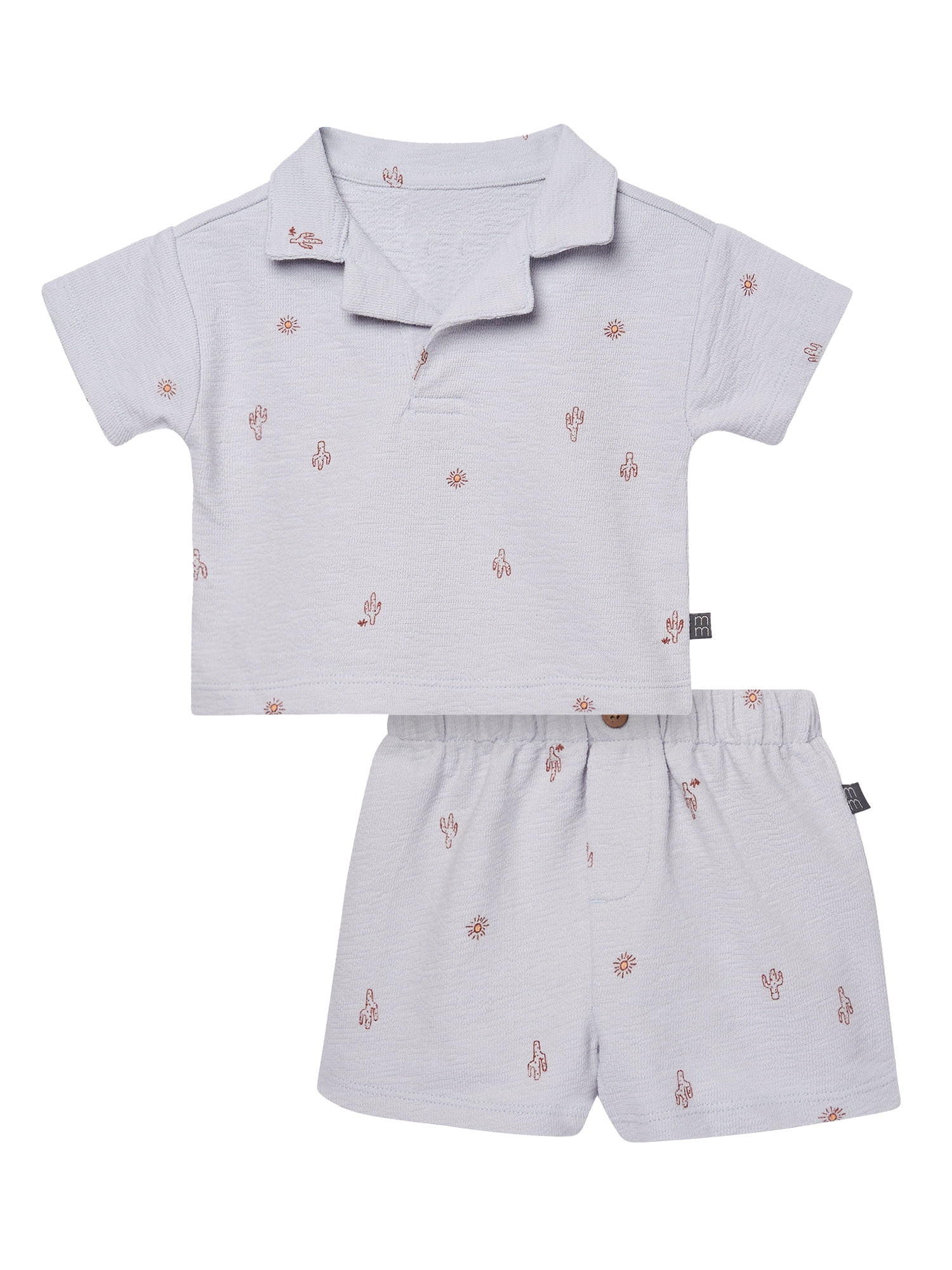 Modern Moments by Gerber Baby Boy Johnny Collar Shirt and Short Set, 2-Piece, Sizes 0/3 Months - ... | Walmart (US)