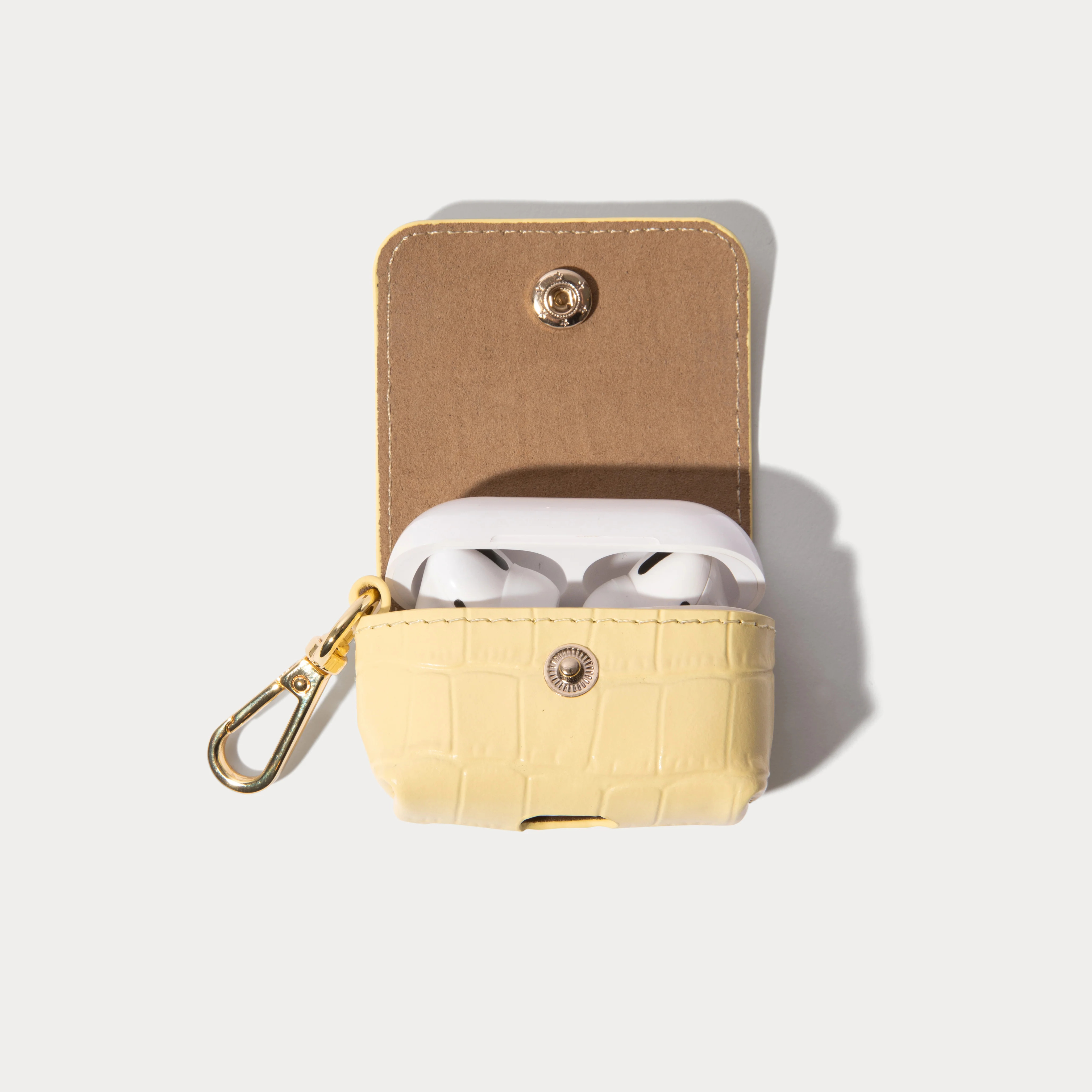 Avery AirPods Clip-On Pouch - Butter Yellow Croc/Gold | Bandolier