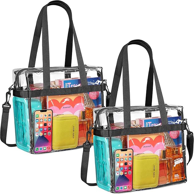 Handy Laundry Clear Bag 12x6x12 Stadium Approved Transparent Tote with Zippered Top & Shoulder St... | Amazon (US)