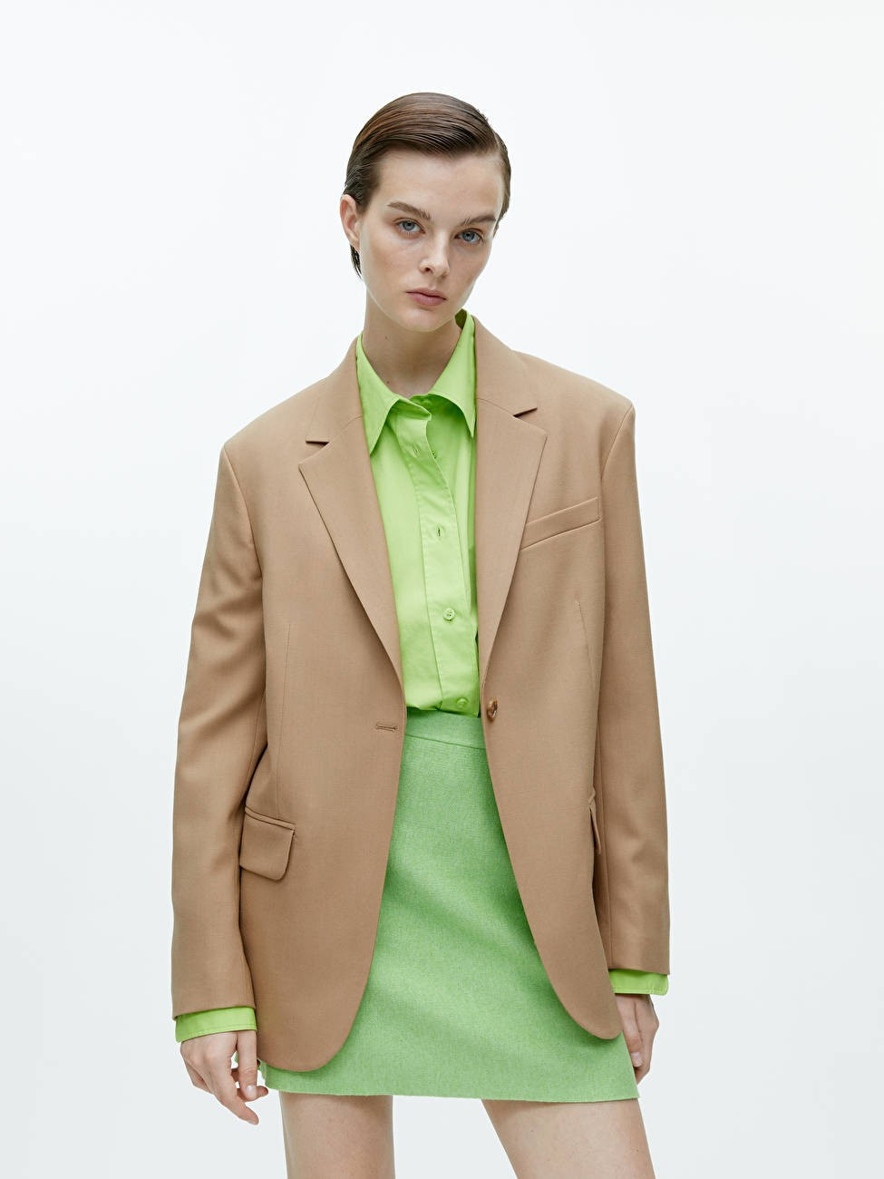 Oversized Wool Hopsack Blazer - Dark Beige - ARKET GB | ARKET (US&UK)