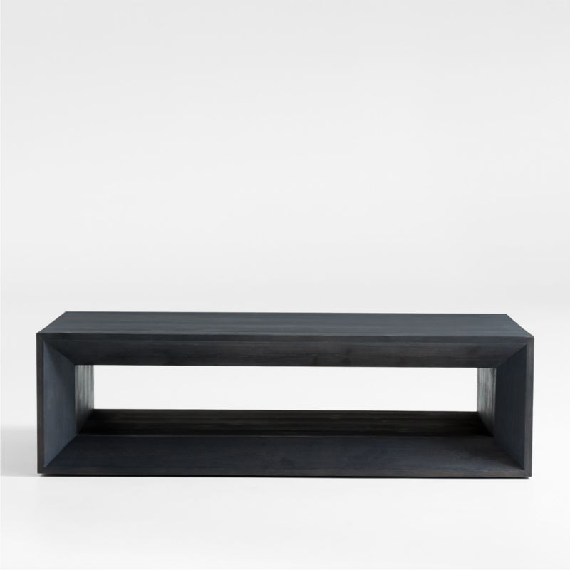 Vernon Rectangular Ebonized 56" Pine Wood Coffee Table with Shelf + Reviews | Crate & Barrel | Crate & Barrel